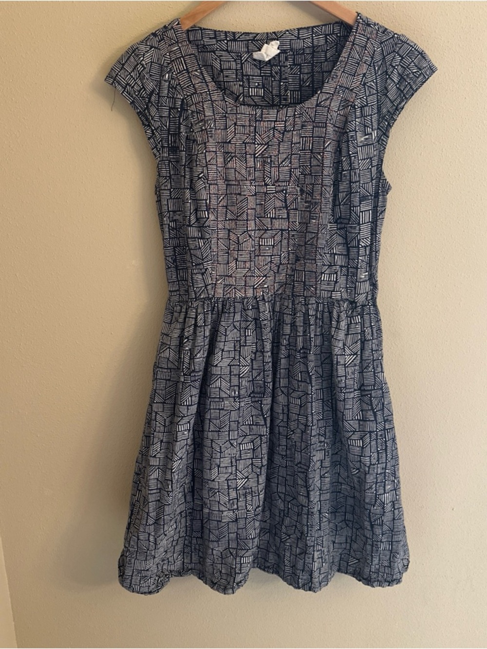Mata Traders Cotton Aztec Boho Tribal Print Shift Dress Medium Pockets Summer